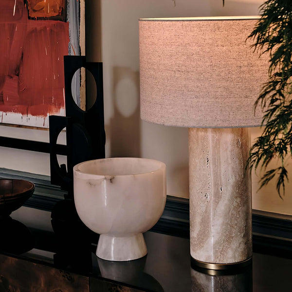 Aria Table Lamp – Unique Travertine Texture & Low-Key Elegant Design | Alsolight