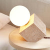 Cube Stone Table Lamp – Natural Yellow Travertine Living Room Decor | Alsolight