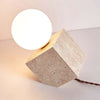 Cube Stone Table Lamp – Natural Yellow Travertine Living Room Decor | Alsolight