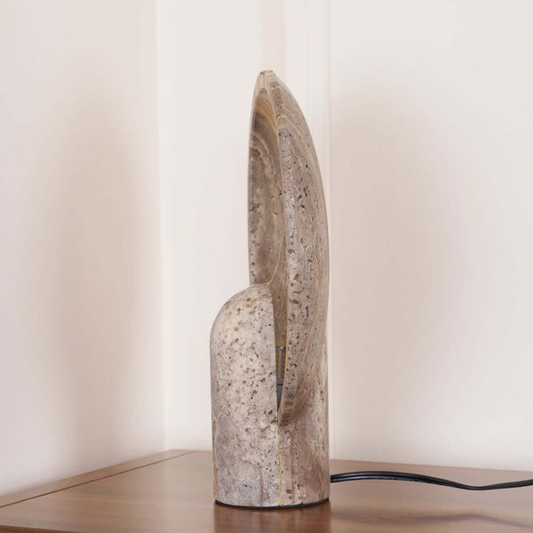 Eclipse Table Lamp – Travertine Stone Texture & Modern Design | Alsolight