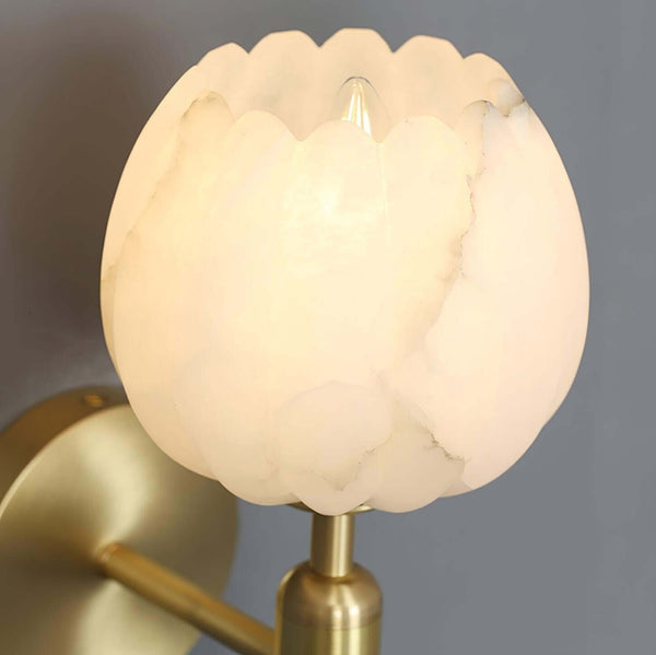Fleur Wall Lamp – Elegant Flower-Shaped Alabaster Sconce in Brass | Alsolight