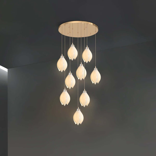 Germoglio Chandelier – Elegant Floral Pendant Light with Brass Accents | Alsolight