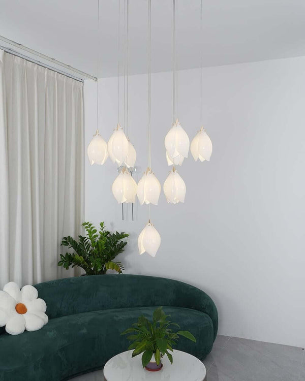 Germoglio Chandelier – Elegant Floral Pendant Light with Brass Accents | Alsolight