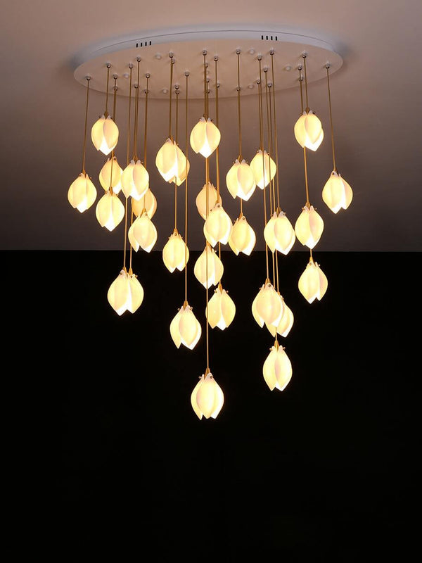 Germoglio Chandelier – Elegant Floral Pendant Light with Brass Accents | Alsolight