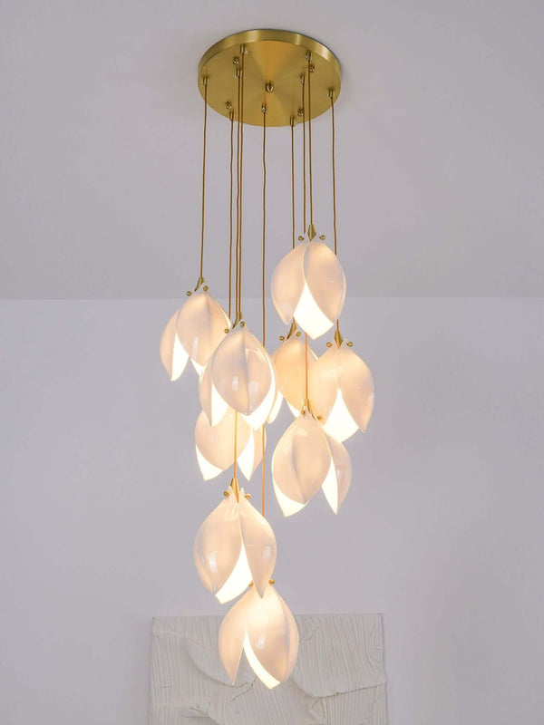 Germoglio Chandelier – Elegant Floral Pendant Light with Brass Accents | Alsolight