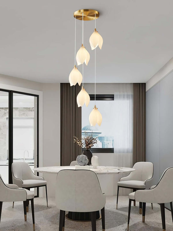Germoglio Chandelier – Elegant Floral Pendant Light with Brass Accents | Alsolight