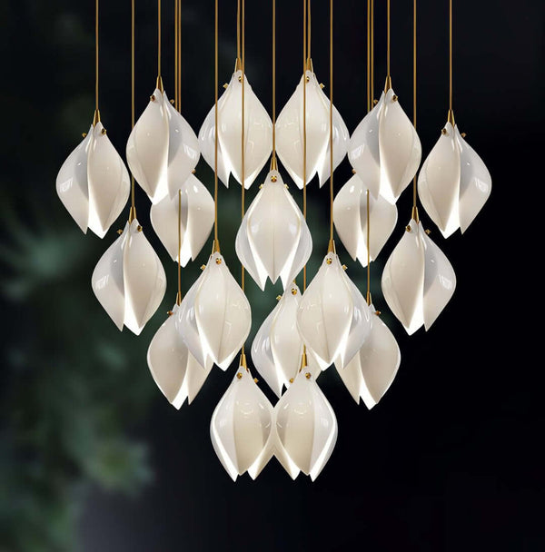 Germoglio Chandelier – Elegant Floral Pendant Light with Brass Accents | Alsolight