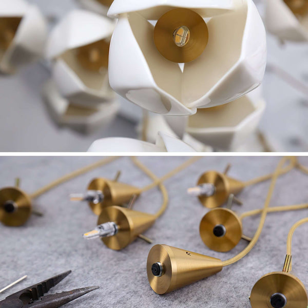 Germoglio Chandelier – Elegant Floral Pendant Light with Brass Accents | Alsolight