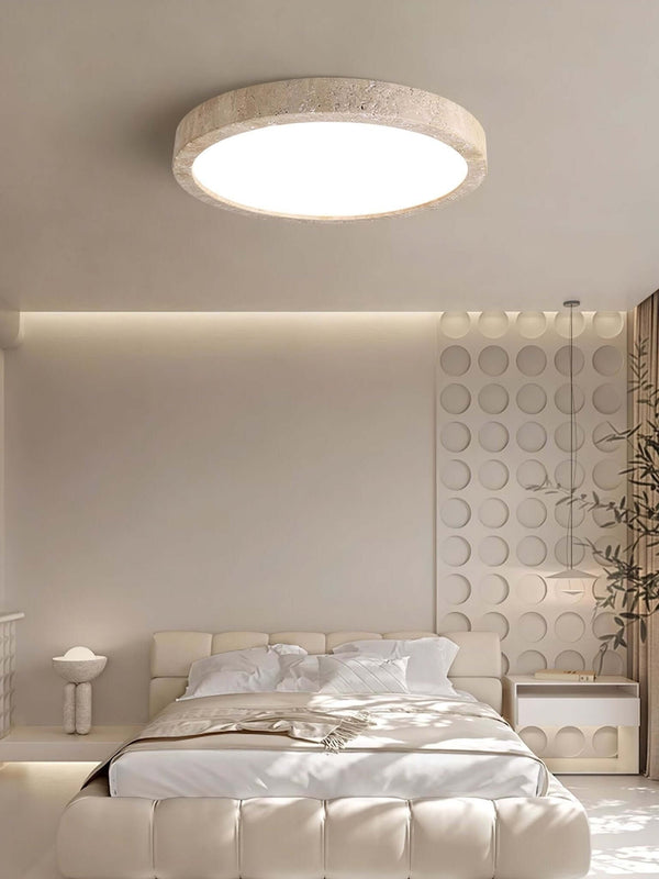 Horizon Round Ceiling Light – Yellow Travertine Elegance & Warm Glow | Alsolight