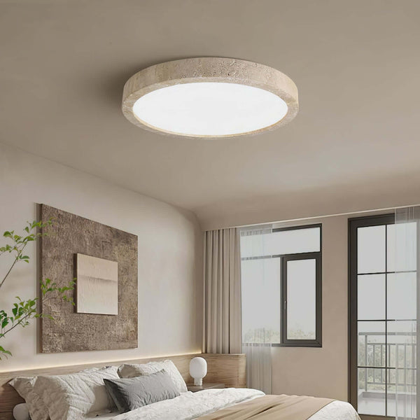 Horizon Round Ceiling Light – Yellow Travertine Elegance & Warm Glow | Alsolight