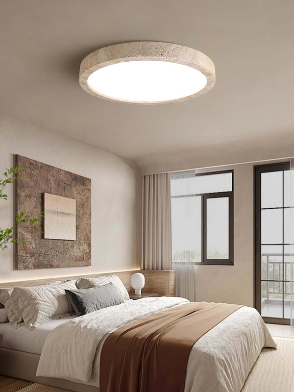 Horizon Round Ceiling Light – Yellow Travertine Elegance & Warm Glow | Alsolight