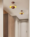 Inverted Ceiling Lamp – Travertine & Wood, Medieval Simplicity Light | Alsolight