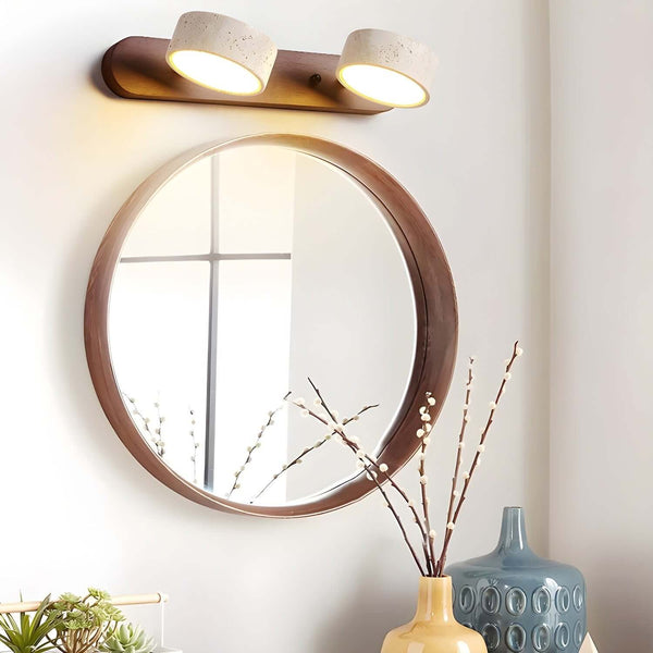 Jaylene Wall Sconce – Elegant Travertine & Wood Dual Light | Alsolight
