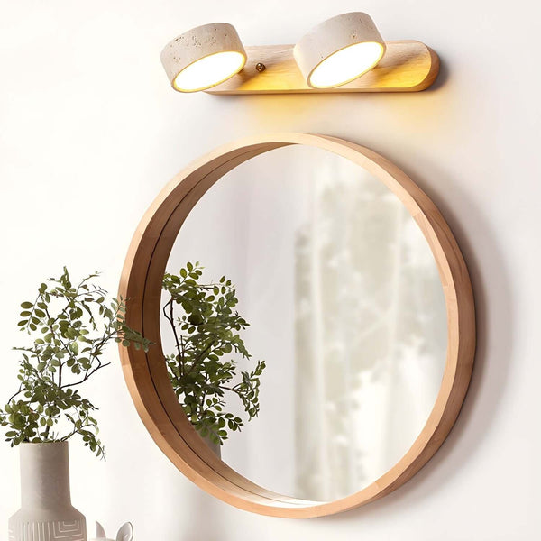 Jaylene Wall Sconce – Elegant Travertine & Wood Dual Light | Alsolight