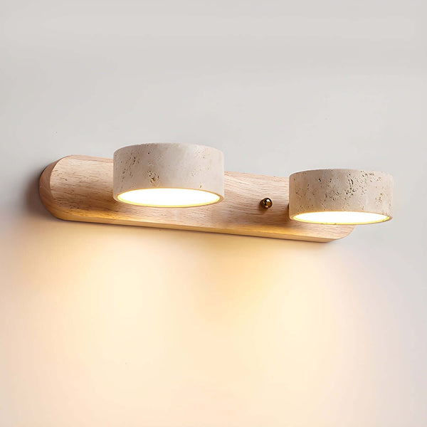 Jaylene Wall Sconce – Elegant Travertine & Wood Dual Light | Alsolight