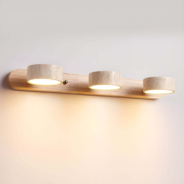 Jaylene Wall Sconce – Elegant Travertine & Wood Dual Light | Alsolight