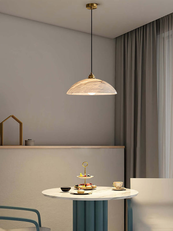 Kubah Alabaster Pendant Lamp – Elegant Art Deco Dome Light | Alsolight