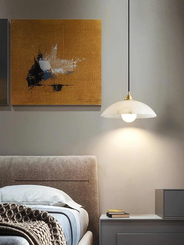 Kubah Alabaster Pendant Lamp – Elegant Art Deco Dome Light | Alsolight