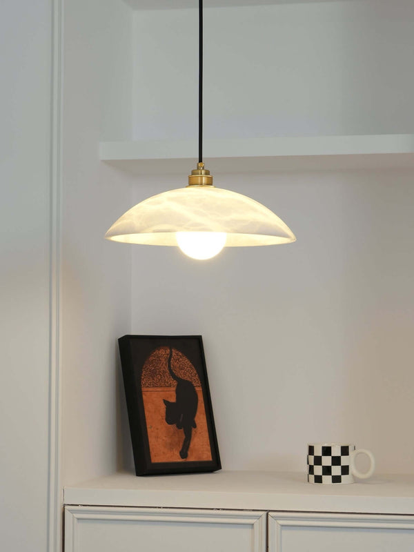 Kubah Alabaster Pendant Lamp – Elegant Art Deco Dome Light | Alsolight