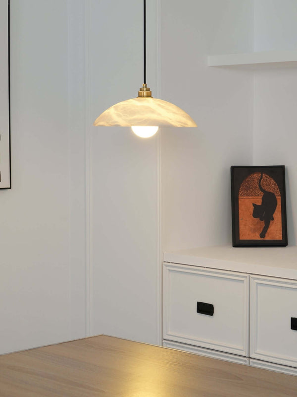 Kubah Alabaster Pendant Lamp – Elegant Art Deco Dome Light | Alsolight