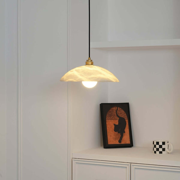 Kubah Alabaster Pendant Lamp – Elegant Art Deco Dome Light | Alsolight