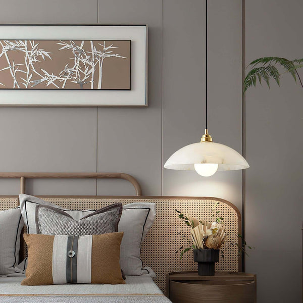 Kubah Alabaster Pendant Lamp – Elegant Art Deco Dome Light | Alsolight