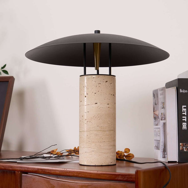 Luna Table Lamp – Yellow Travertine Small Simple Decorative Light | Alsolight