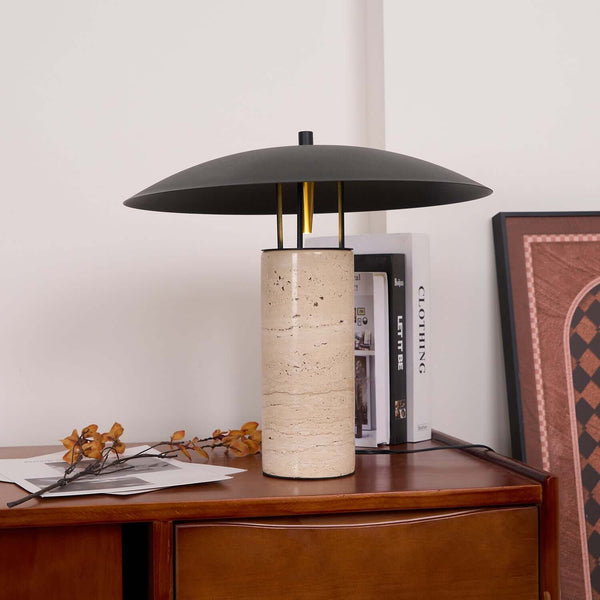 Luna Table Lamp – Yellow Travertine Small Simple Decorative Light | Alsolight