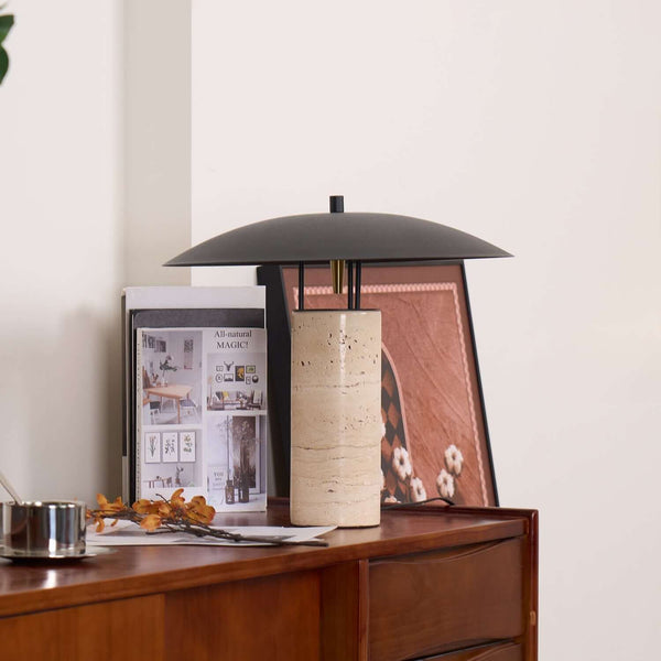 Luna Table Lamp – Yellow Travertine Small Simple Decorative Light | Alsolight