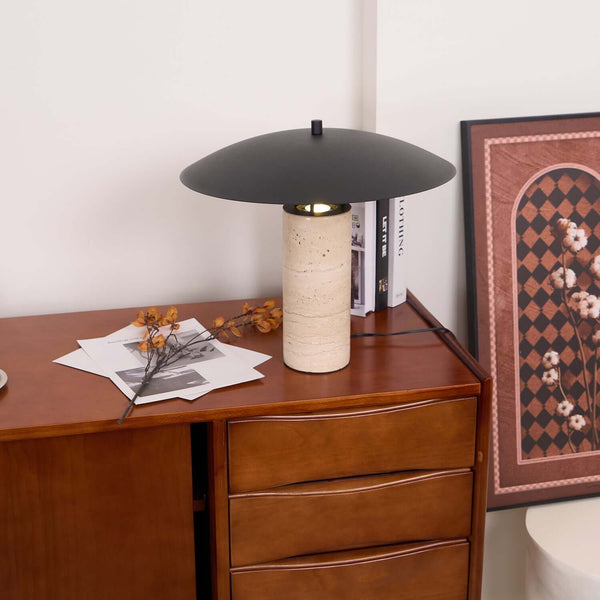 Luna Table Lamp – Yellow Travertine Small Simple Decorative Light | Alsolight