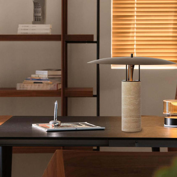 Luna Table Lamp – Yellow Travertine Small Simple Decorative Light | Alsolight
