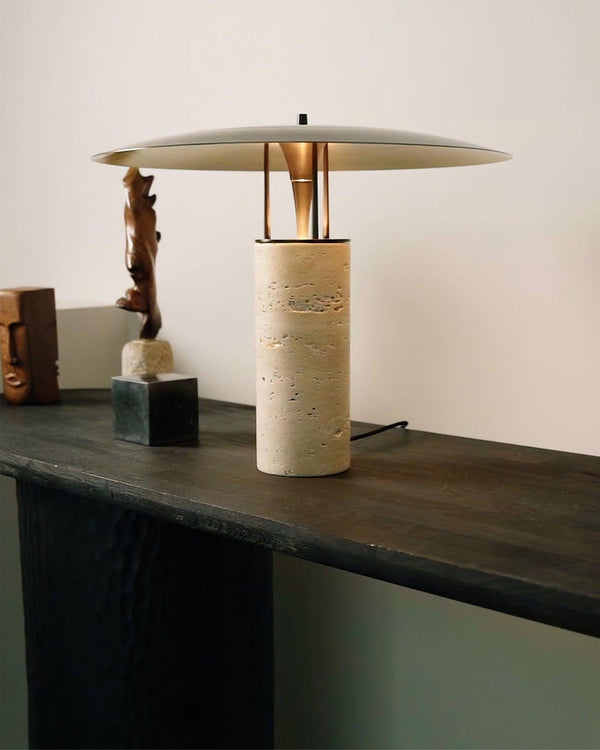 Luna Table Lamp – Yellow Travertine Small Simple Decorative Light | Alsolight