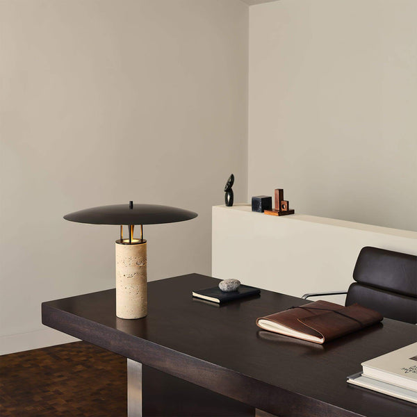 Luna Table Lamp – Yellow Travertine Small Simple Decorative Light | Alsolight