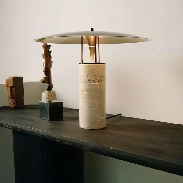 Luna Table Lamp – Yellow Travertine Small Simple Decorative Light | Alsolight