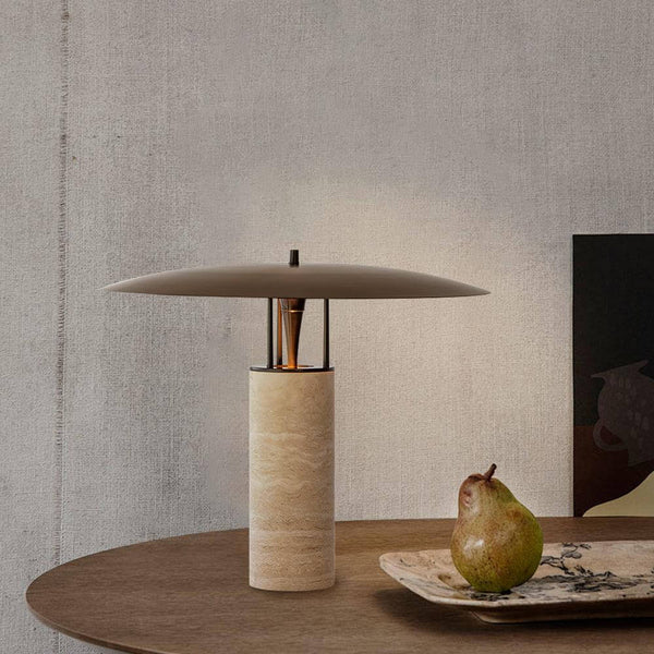Luna Table Lamp – Yellow Travertine Small Simple Decorative Light | Alsolight