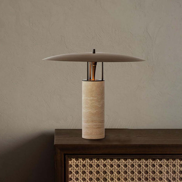 Luna Table Lamp – Yellow Travertine Small Simple Decorative Light | Alsolight