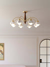 Lustre Chandelier – Mid-Century Brass & Walnut 5-Light Pendant | Alsolight