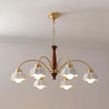 Lustre Chandelier – Mid-Century Brass & Walnut 5-Light Pendant | Alsolight