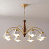 Lustre Chandelier – Mid-Century Brass & Walnut 5-Light Pendant | Alsolight