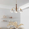 Lustre Chandelier – Mid-Century Brass & Walnut 5-Light Pendant | Alsolight