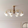 Lustre Chandelier – Mid-Century Brass & Walnut 5-Light Pendant | Alsolight