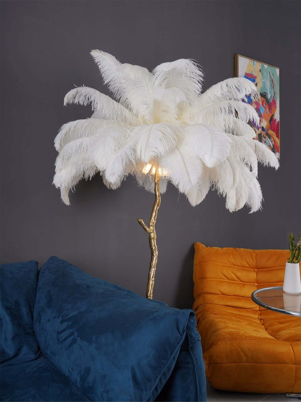 Panade Floor Lamp – Hand-Dyed Ostrich Feather Luxury Light | Alsolight