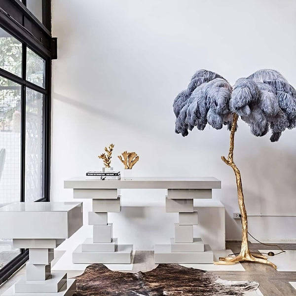Panade Floor Lamp – Hand-Dyed Ostrich Feather Luxury Light | Alsolight