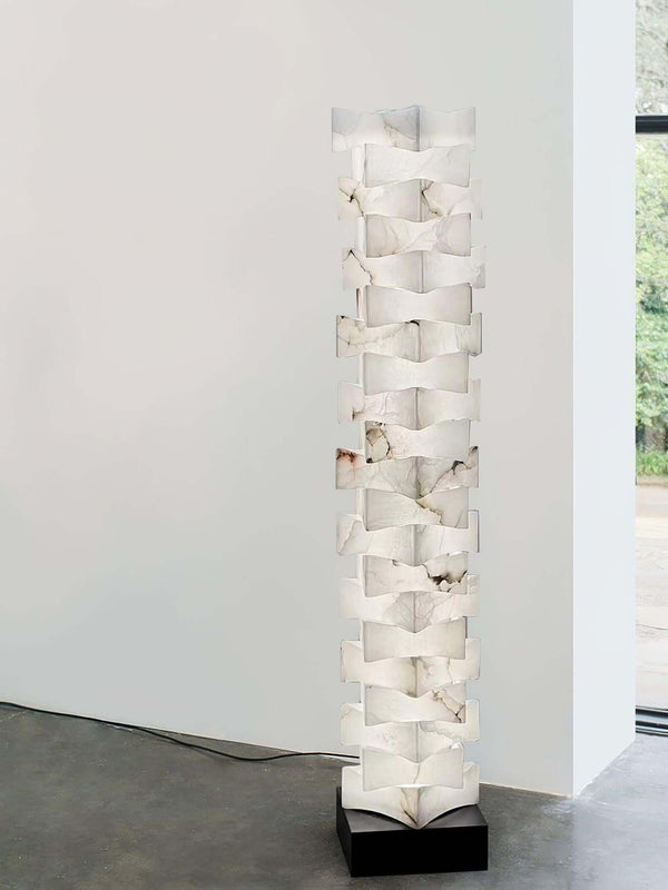 Patrate Floor Lamp – Handcrafted Stacked Alabaster Beauty | Alsolight