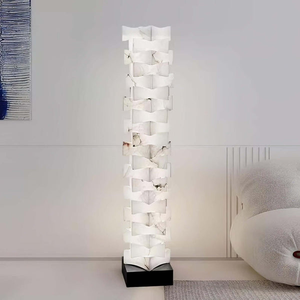 Patrate Floor Lamp – Handcrafted Stacked Alabaster Beauty | Alsolight