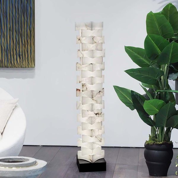 Patrate Floor Lamp – Handcrafted Stacked Alabaster Beauty | Alsolight