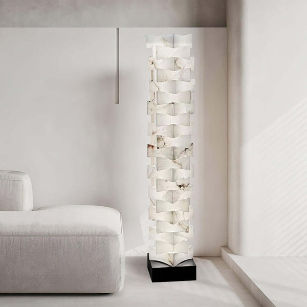 Patrate Floor Lamp – Handcrafted Stacked Alabaster Beauty | Alsolight