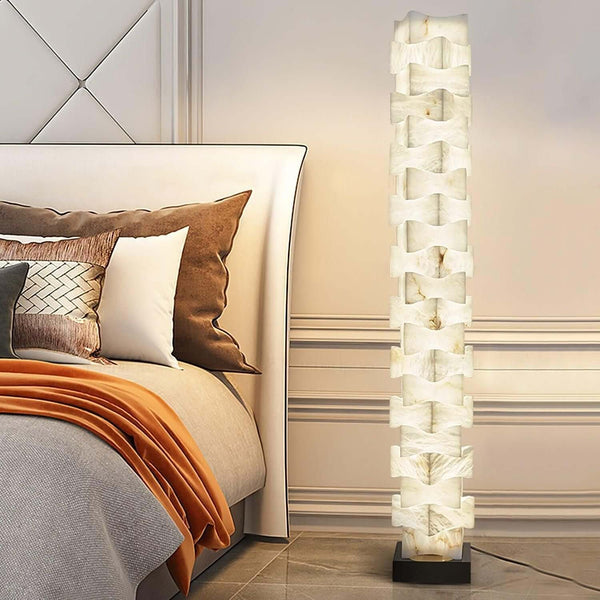 Patrate Floor Lamp – Handcrafted Stacked Alabaster Beauty | Alsolight