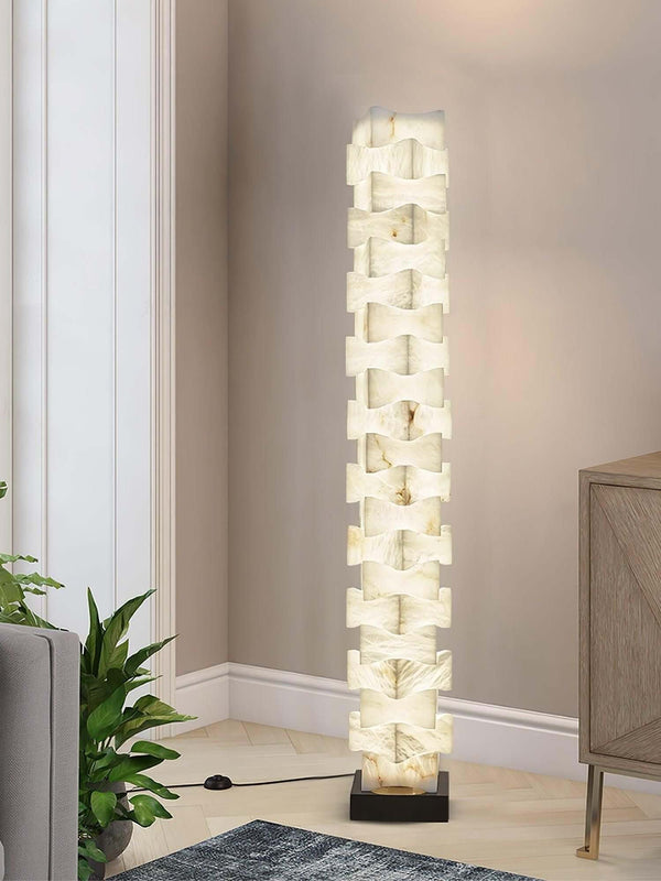 Patrate Floor Lamp – Handcrafted Stacked Alabaster Beauty | Alsolight