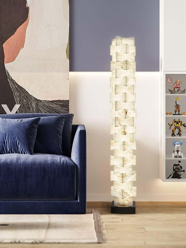 Patrate Floor Lamp – Handcrafted Stacked Alabaster Beauty | Alsolight